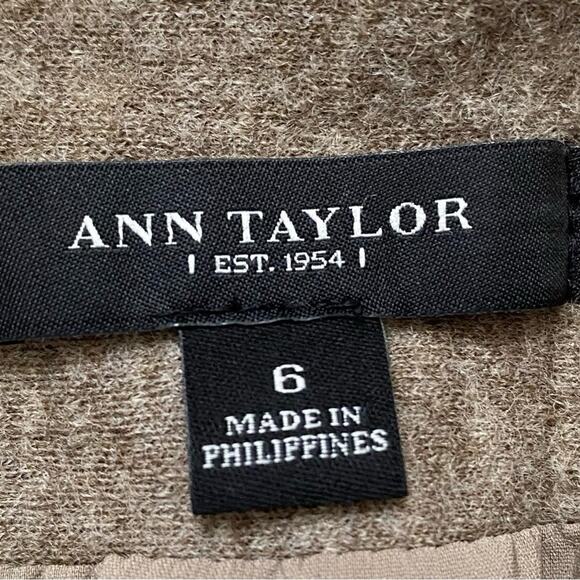 Ann Taylor | Women's Brown 100% Wool Back Zip A-Line Lined Career Skirt | 6 - Picture 4 of 4